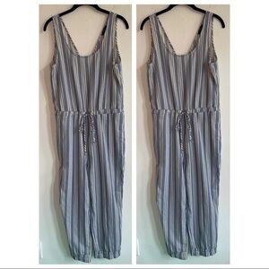 ANTHROPOLOGIE DREW STRIPED CHAMBRAY TANK JUMPSUIT